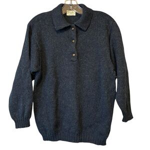 Vintage Benetton Wool/Alpaca Polo Sweater in Dark Blue